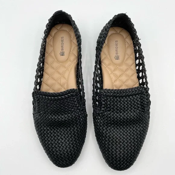 Birdies The Woven Starling Flat Loafer Black Faux Leather Smoking Slipper 7.5 - Picture 8 of 16